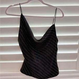 Zara slouch neck rhinestone top